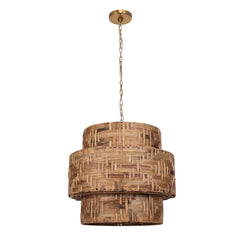 Water Hyacinth Brass 4 Light Woven Pendant - Ornate Home