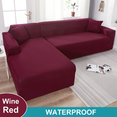Water Resistant Sofa Cover for Living Room - Elastic Solid L Shaped Corner Sofa Cover - Fits 1/2/3/4 Seater Sofa, Couch, Armchair - Ornate Home