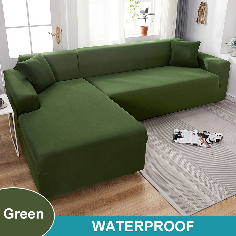 Water Resistant Sofa Cover for Living Room - Elastic Solid L Shaped Corner Sofa Cover - Fits 1/2/3/4 Seater Sofa, Couch, Armchair - Ornate Home