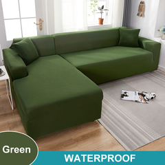 Water Resistant Sofa Cover for Living Room - Elastic Solid L Shaped Corner Sofa Cover - Fits 1/2/3/4 Seater Sofa, Couch, Armchair - Ornate Home