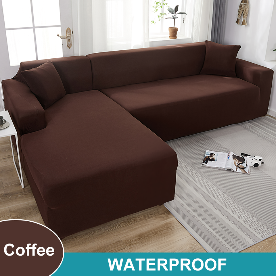 Water Resistant Sofa Cover for Living Room - Elastic Solid L Shaped Corner Sofa Cover - Fits 1/2/3/4 Seater Sofa, Couch, Armchair - Ornate Home