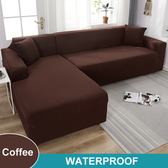 Water Resistant Sofa Cover for Living Room - Elastic Solid L Shaped Corner Sofa Cover - Fits 1/2/3/4 Seater Sofa, Couch, Armchair - Ornate Home