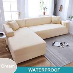 Water Resistant Sofa Cover for Living Room - Elastic Solid L Shaped Corner Sofa Cover - Fits 1/2/3/4 Seater Sofa, Couch, Armchair - Ornate Home