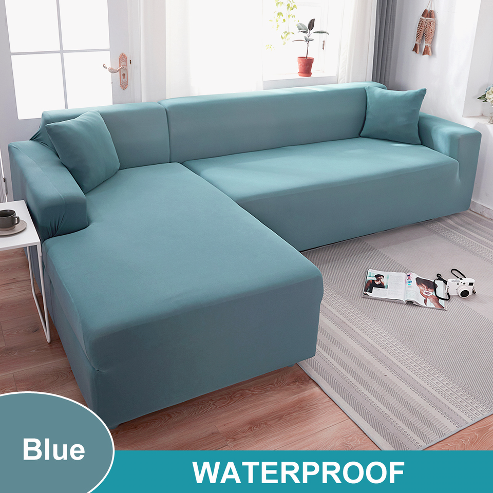 Water Resistant Sofa Cover for Living Room - Elastic Solid L Shaped Corner Sofa Cover - Fits 1/2/3/4 Seater Sofa, Couch, Armchair - Ornate Home
