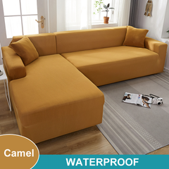 Water Resistant Sofa Cover for Living Room - Elastic Solid L Shaped Corner Sofa Cover - Fits 1/2/3/4 Seater Sofa, Couch, Armchair - Ornate Home