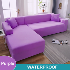 Water Resistant Sofa Cover for Living Room - Elastic Solid L Shaped Corner Sofa Cover - Fits 1/2/3/4 Seater Sofa, Couch, Armchair - Ornate Home