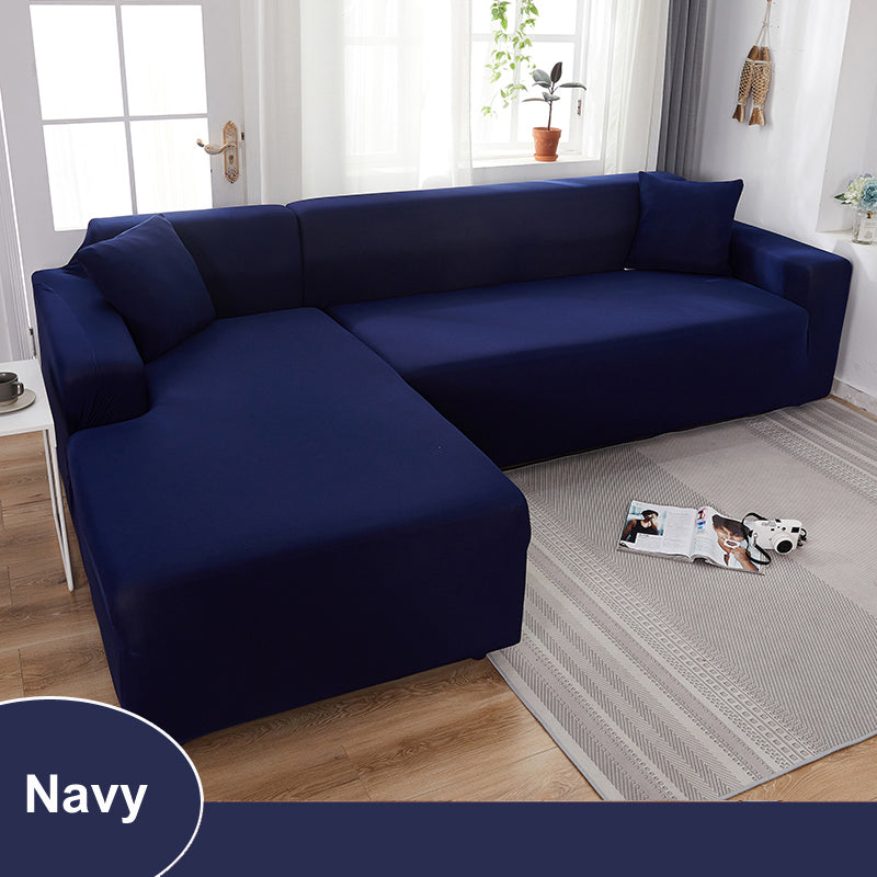 Water Resistant Sofa Cover for Living Room - Elastic Solid L Shaped Corner Sofa Cover - Fits 1/2/3/4 Seater Sofa, Couch, Armchair - Ornate Home