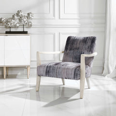 Watercolor Gray Chenille Accent Chair - Ornate Home