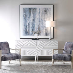 Watercolor Gray Chenille Accent Chair - Ornate Home