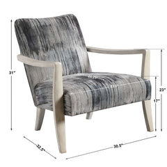 Watercolor Gray Chenille Accent Chair - Ornate Home