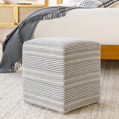 Waterfall Woven Cotton Pouf - Ornate Home