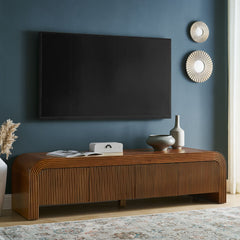 Waterflute Walnut 68" Fluted TV Stand - Ornate Home