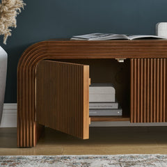 Waterflute Walnut 68" Fluted TV Stand - Ornate Home