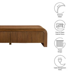 Waterflute Walnut 68" Fluted TV Stand - Ornate Home