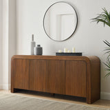 Waterflute Walnut 70" Fluted Sideboard Cabinet - Ornate Home