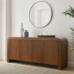 Waterflute Walnut 70" Fluted Sideboard Cabinet - Ornate Home