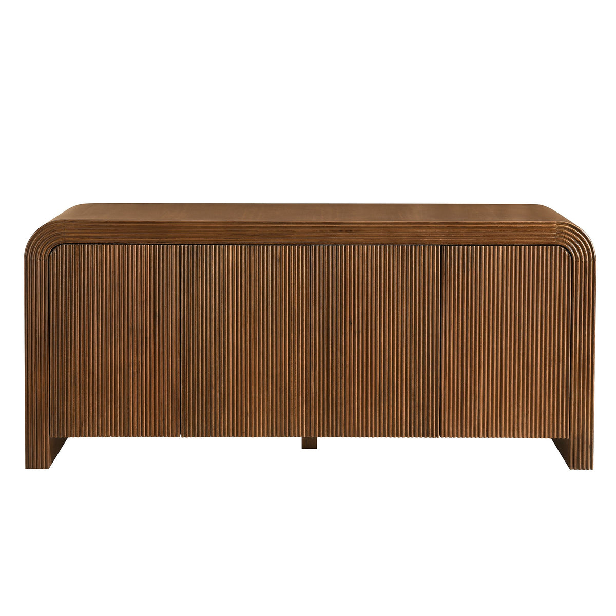 Waterflute Walnut 70" Fluted Sideboard Cabinet - Ornate Home