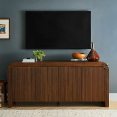 Waterflute Walnut 70" Fluted Sideboard Cabinet - Ornate Home