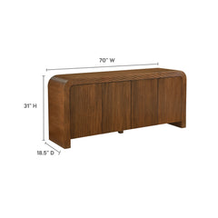Waterflute Walnut 70" Fluted Sideboard Cabinet - Ornate Home