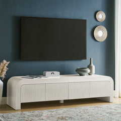 Waterflute White Matte 68" Fluted TV Stand - Ornate Home