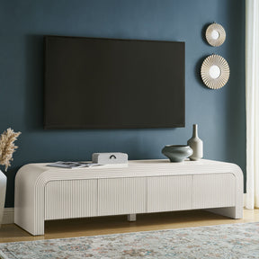Waterflute White Matte 68" Fluted TV Stand - Ornate Home