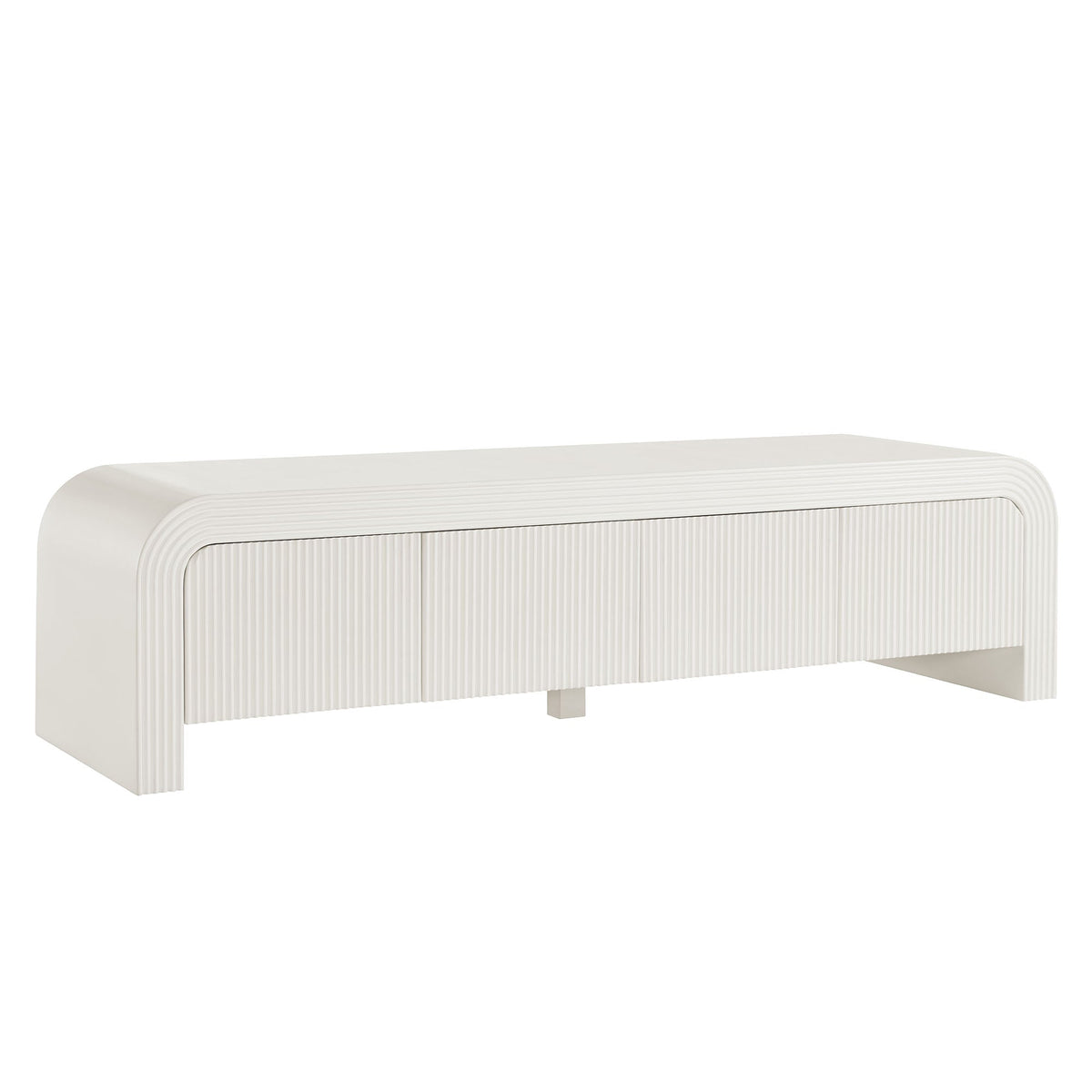 Waterflute White Matte 68" Fluted TV Stand - Ornate Home