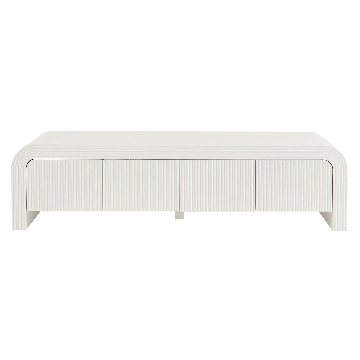 Waterflute White Matte 68" Fluted TV Stand - Ornate Home