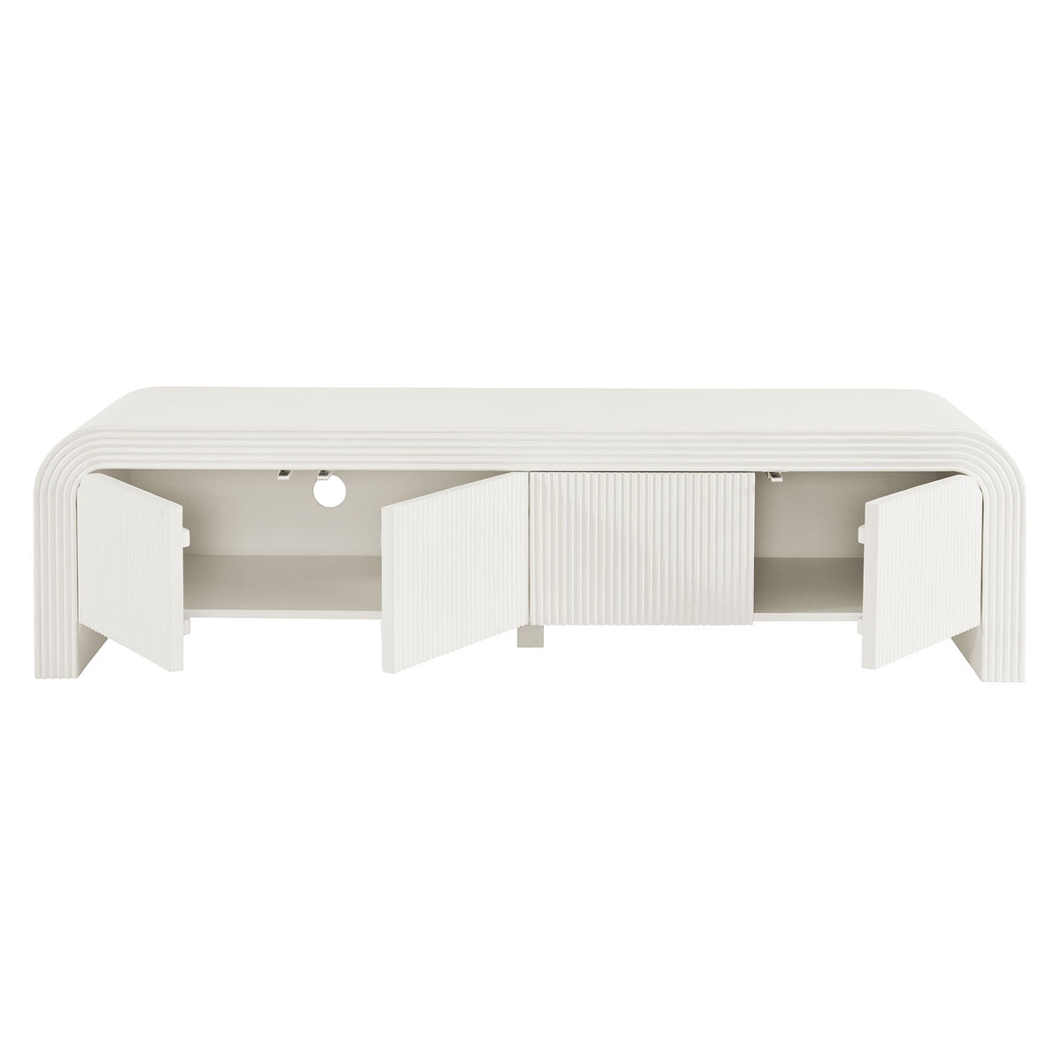 Waterflute White Matte 68" Fluted TV Stand - Ornate Home