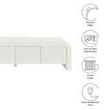 Waterflute White Matte 68" Fluted TV Stand - Ornate Home
