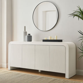 Waterflute White Matte 70" Fluted Sideboard Cabinet - Ornate Home