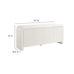 Waterflute White Matte 70" Fluted Sideboard Cabinet - Ornate Home