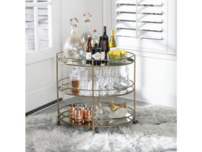 Waterford Gold/Clear Bar Cart - Ornate Home