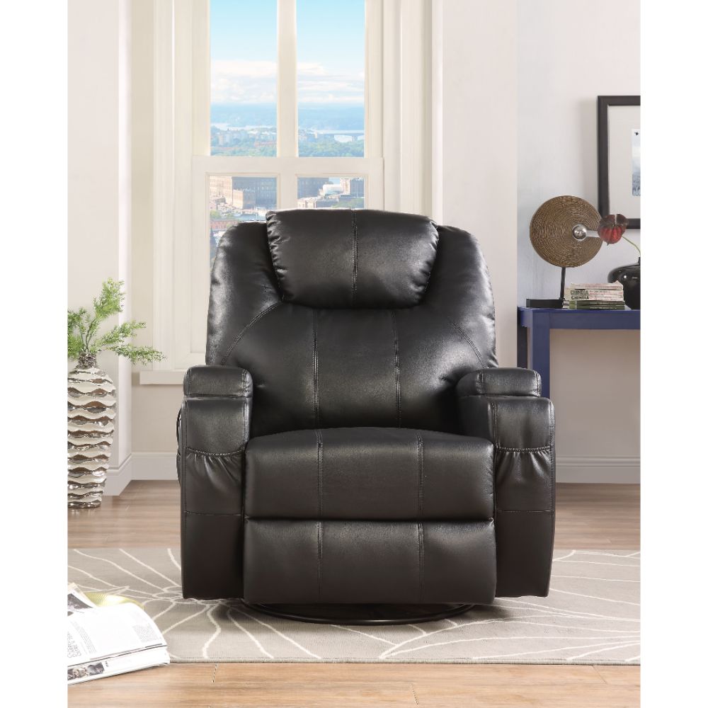 Waterlily Black PU Rocker Recliner (Motion) - Ornate Home