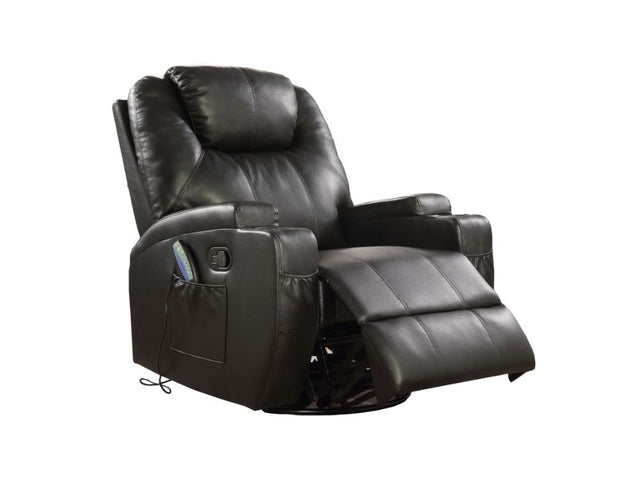 Waterlily Black PU Rocker Recliner (Motion) - Ornate Home