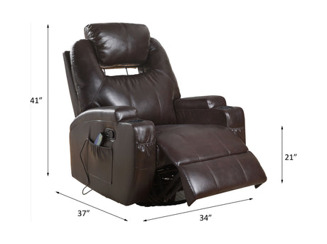 Waterlily Brown PU Rocker Recliner (Motion) - Ornate Home