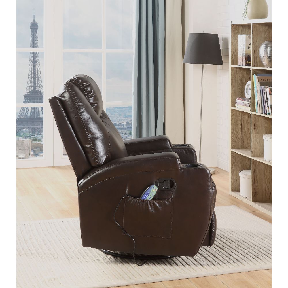 Waterlily Brown PU Rocker Recliner (Motion) - Ornate Home