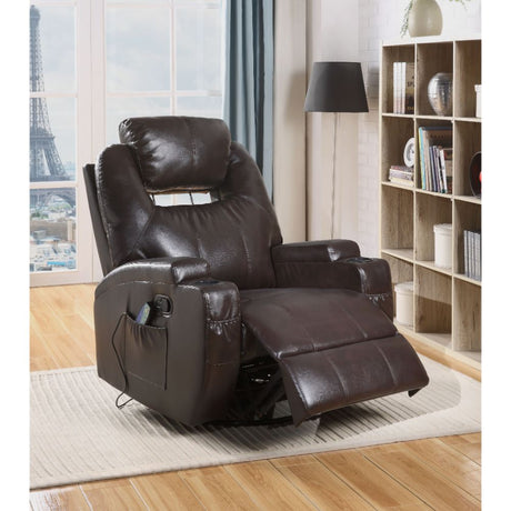 Waterlily Brown PU Rocker Recliner (Motion) - Ornate Home