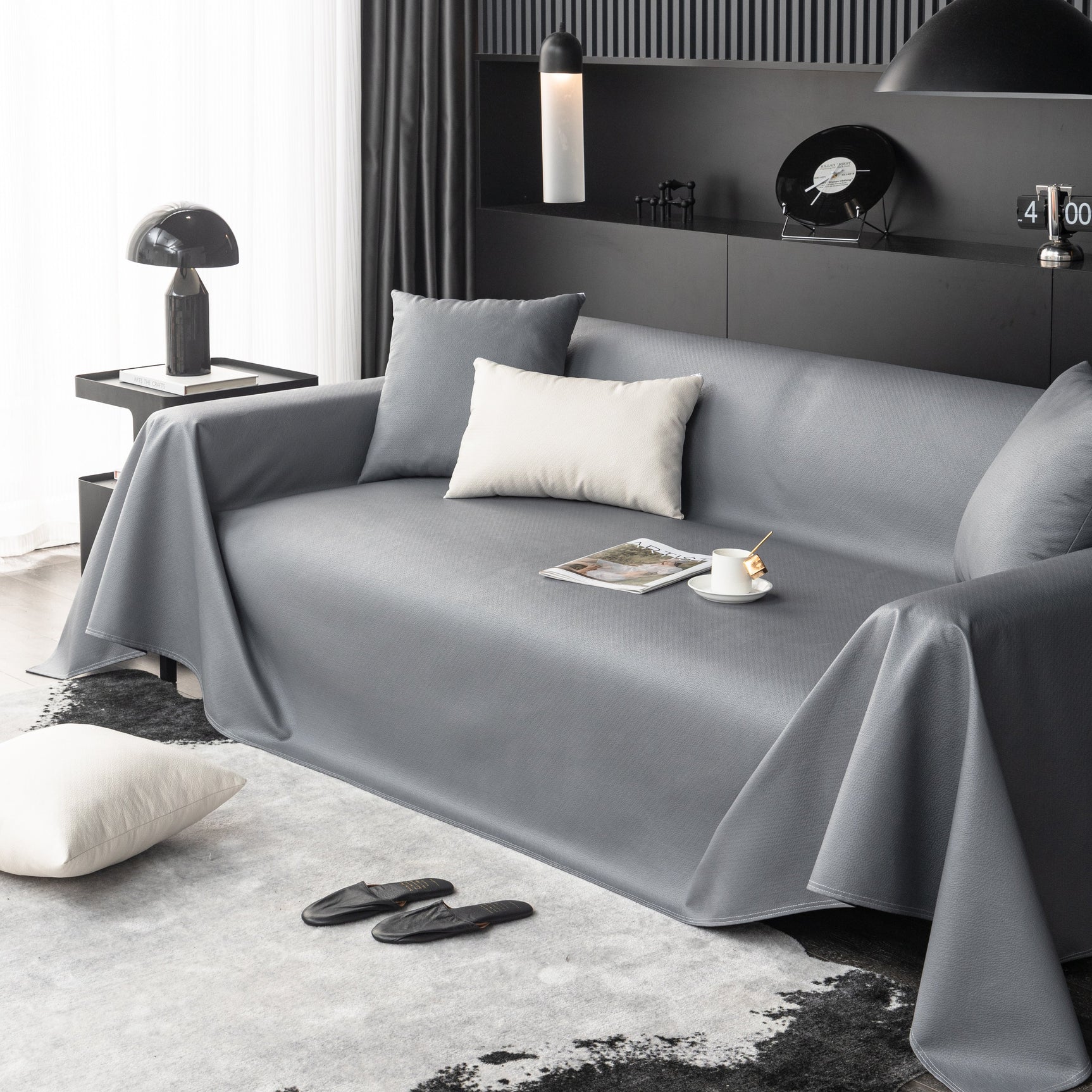 Waterproof Faux Leather Couch Throw Covers, Pet Couch Cover, Non Slip Furniture Covers for Leather Sofas - Ornate Home