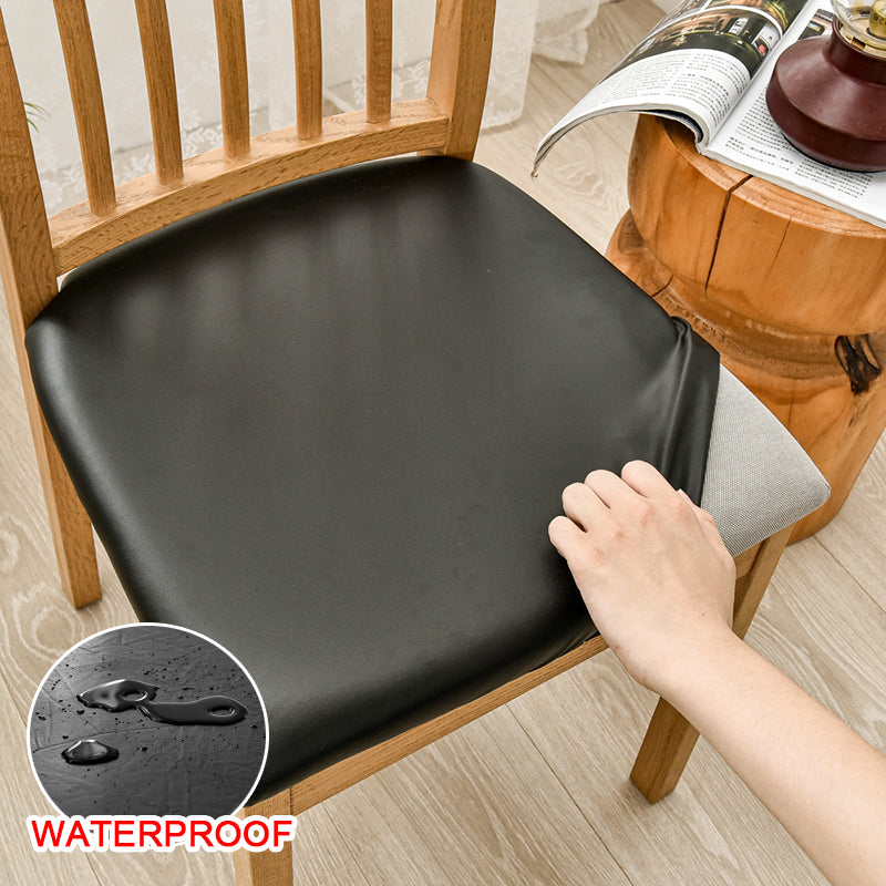 Waterproof PU Leather Square Chair Seat Cover Kitchen Dining Seat Slipcovers - Ornate Home