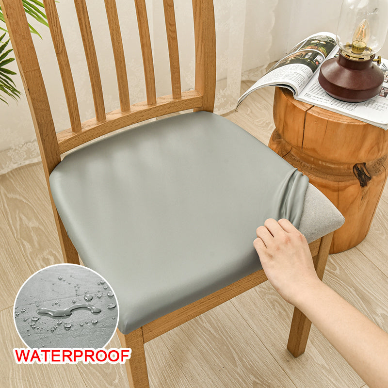 Waterproof PU Leather Square Chair Seat Cover Kitchen Dining Seat Slipcovers - Ornate Home