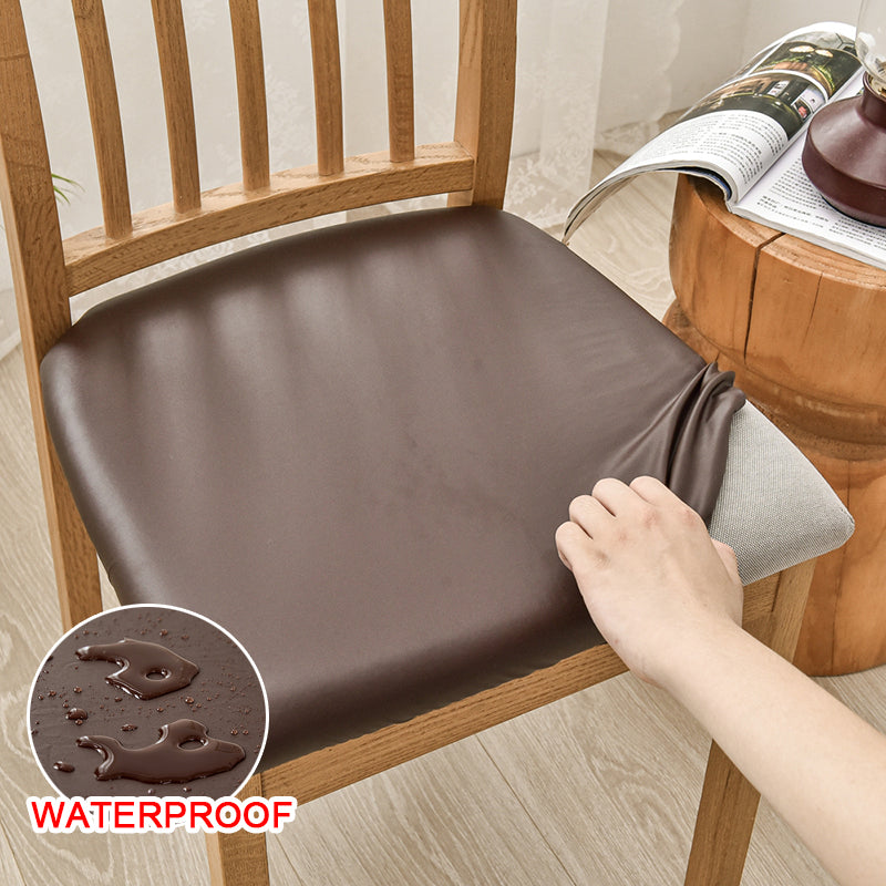 Waterproof PU Leather Square Chair Seat Cover Kitchen Dining Seat Slipcovers - Ornate Home