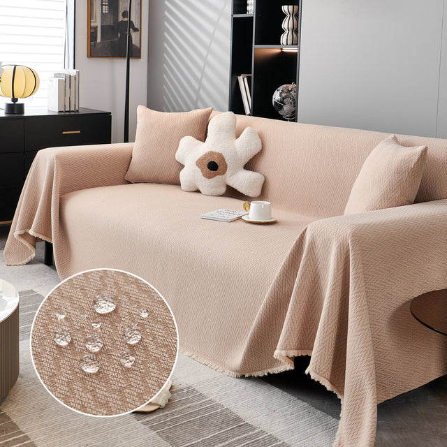 Waterproof Scratch Proof Herringbone Large Throw Blanket for Couch, Chenille Couch Cushion Covers for Pets - Ornate Home
