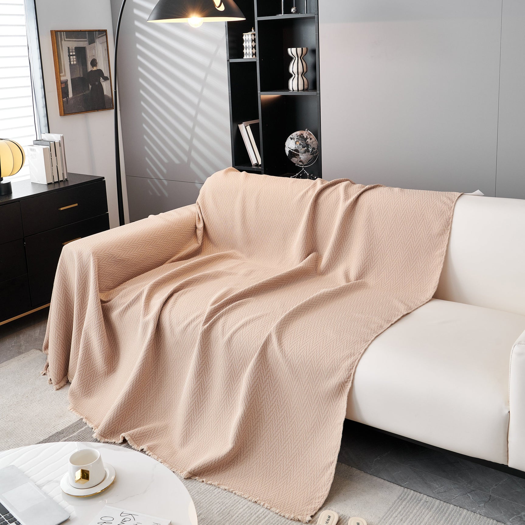 Waterproof Scratch Proof Herringbone Large Throw Blanket for Couch, Chenille Couch Cushion Covers for Pets - Ornate Home
