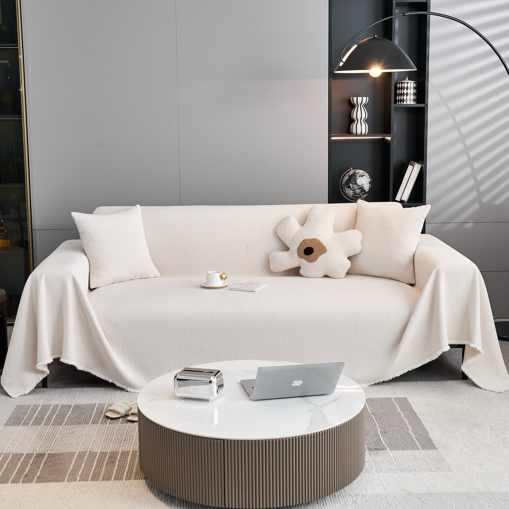 Waterproof Scratch Proof Herringbone Large Throw Blanket for Couch, Chenille Couch Cushion Covers for Pets - Ornate Home
