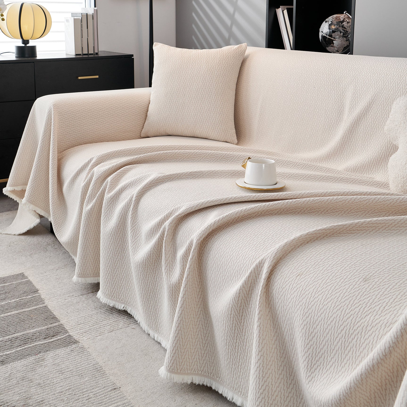 Waterproof Scratch Proof Herringbone Large Throw Blanket for Couch, Chenille Couch Cushion Covers for Pets - Ornate Home