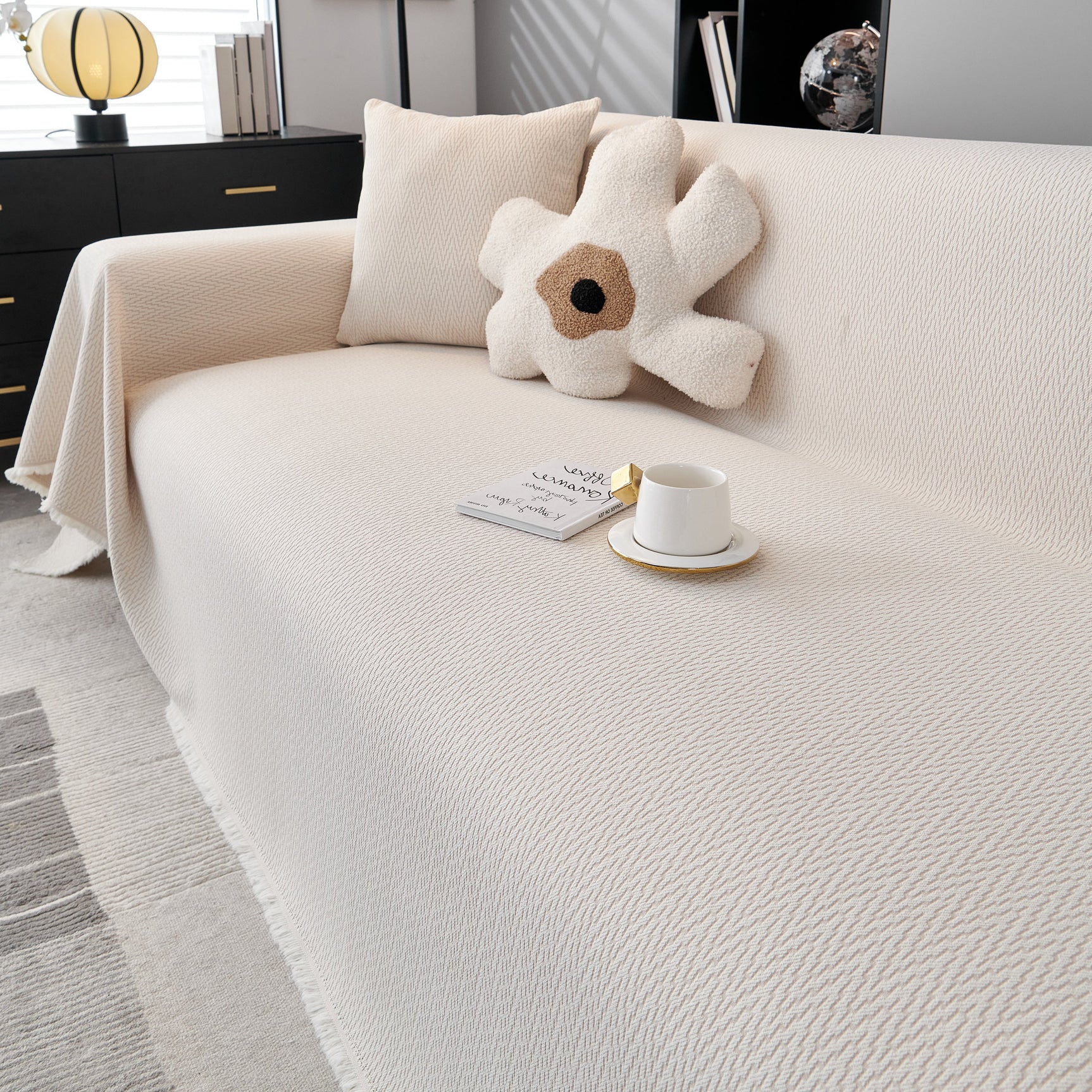 Waterproof Scratch Proof Herringbone Large Throw Blanket for Couch, Chenille Couch Cushion Covers for Pets - Ornate Home