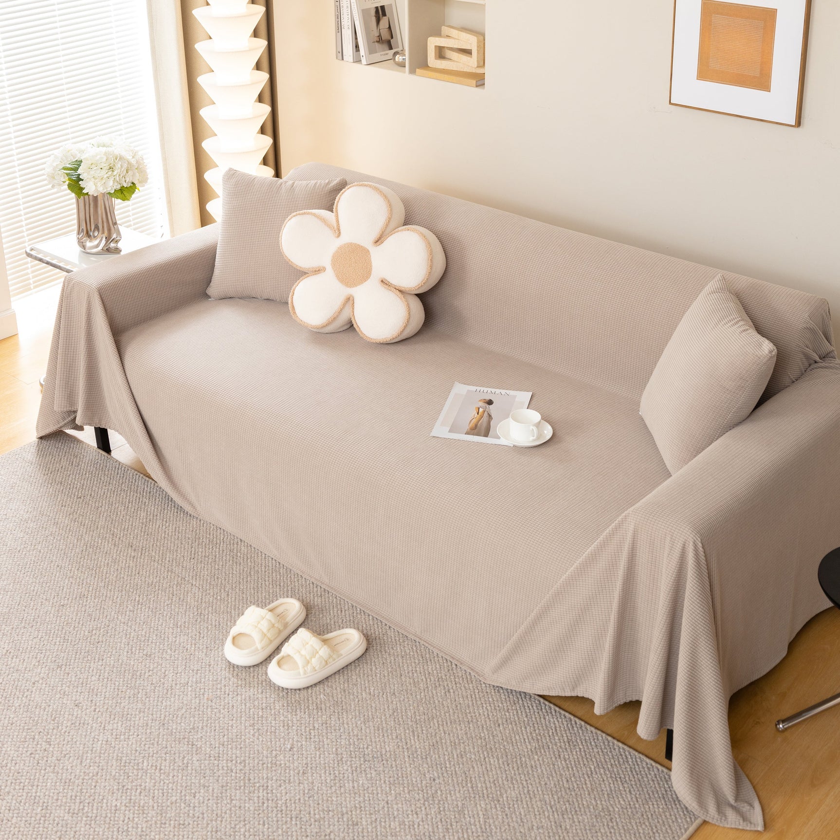 Waterproof Soft Cotton Plush Couch Cover Blanket, Extra Large Furniture Decoration Cover Sofa Slipcovers - Ornate Home