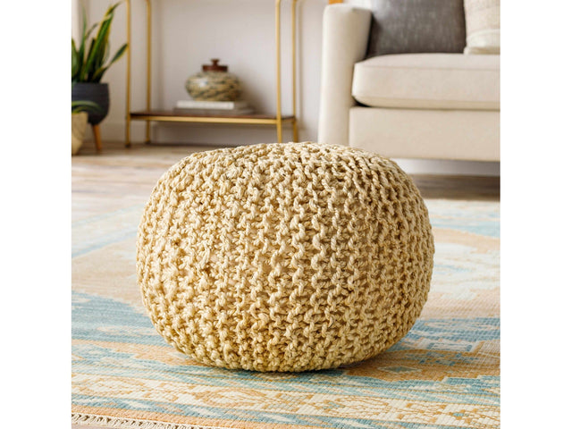 Watseka Jute Knitted Pouf - Ornate Home