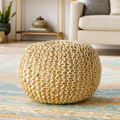 Watseka Jute Knitted Pouf - Ornate Home