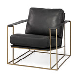 Watson Black/Gold Leather Wrap Metal Frame Accent Chair - Ornate Home